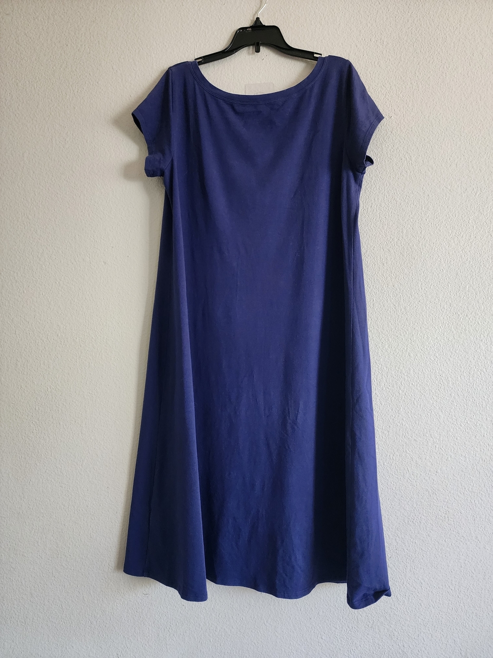 EILEEN FISHER Organic Cotton Stretch Short Sleeve Scoop Neck Midi Dress M Blue - Picture 8 of 8